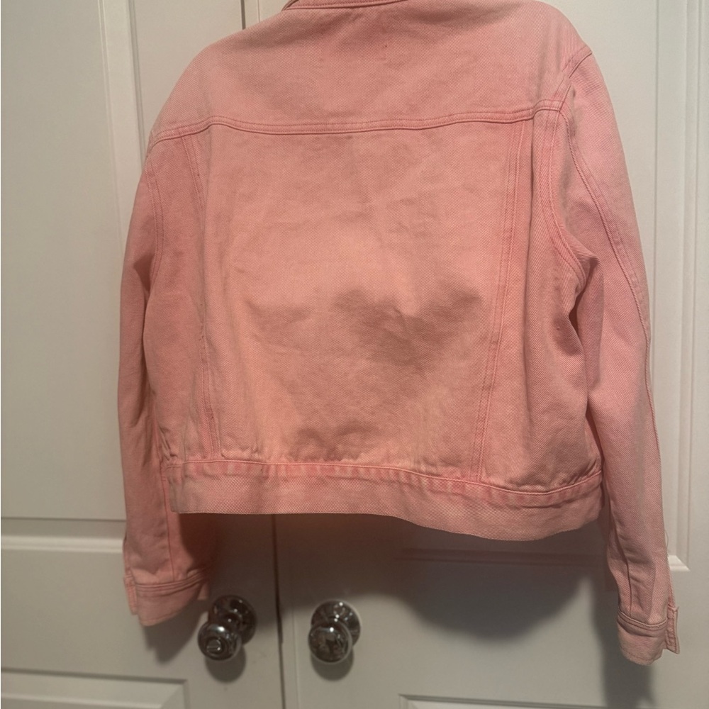 The Impeccable Pig Pink Jean Jacket with Colorful Accents size large - Picture 6 of 6